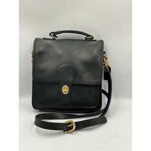 Coach Crossbody Station Bag 5130 Small Black Vintage Leather Brass Turnlock